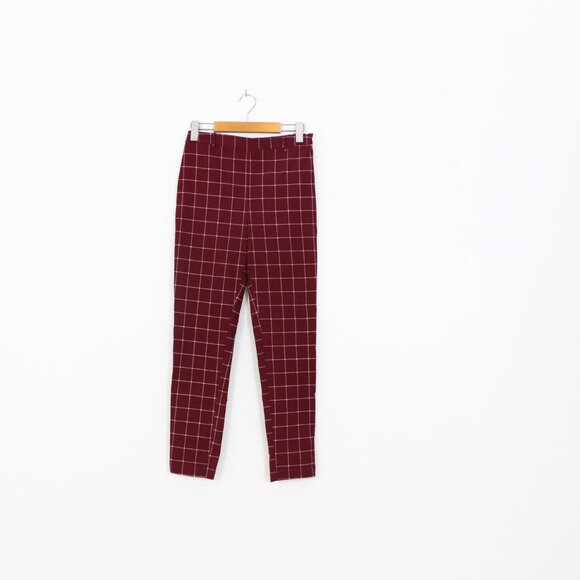 *Forever 21 Red Plaid Skinny High Rise Dress Pant - Picture 3 of 7